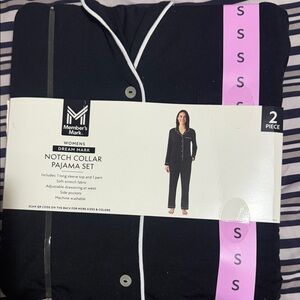 Women's Black Notch Collar Pajama Set